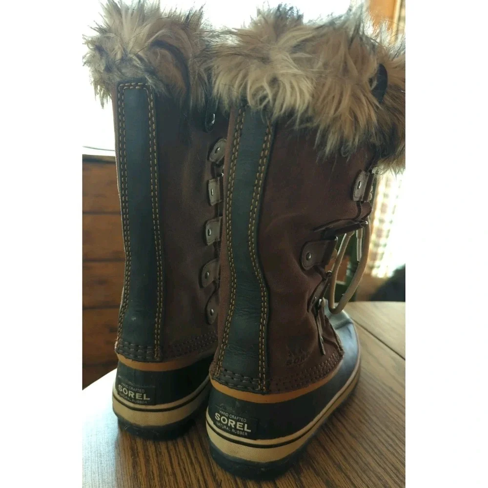 Women's Sorel Brown Suede Calf Winter Boots‎ Faux Fur Size 6.5